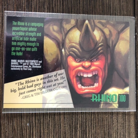 ’94 Marvel Masterpieces trading card: Rhino #100 - Picture 2 of 2